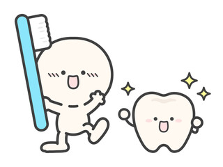 健康で美しい歯と歯ブラシを持つ人物
のベクターイラスト