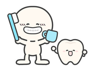 健康で美しい歯と歯ブラシを持つ人物
のベクターイラスト02
