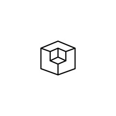 Geometric Cube Icon for Design and 3D Concepts