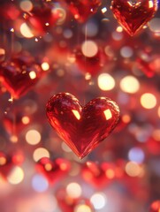 happy valentine day wallpaper with lots of heart shaped hearts Generative AI