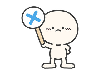 バツのマークの札を持つ人物のベクターイラスト