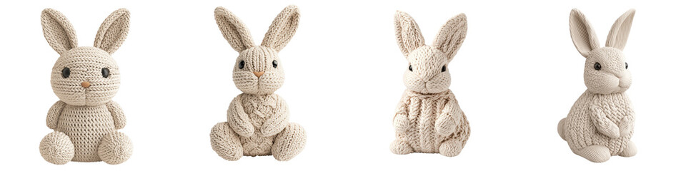 Obraz premium Soft and Plush Stuffed Bunny Figurines in Neutral Tones for Home Decor Nursery and Seasonal Gifting Cute Furry and Adorable Rabbit Ornaments for Collectors and Nature Lovers