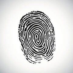 Black fingerprint graphic illustration on white background.