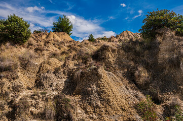 badlands sceneries inside the badlands national park, Matera province, italy