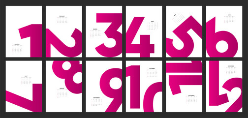 Aesthetic Modern Calendar 2026, Calendar 2026 Sunday Start Bold Pink Numbers Corporate Design Template
