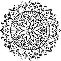 "An intricate mandala design featuring symmetrical patterns and geometric elements, radiating balance and harmony. Perfect for digital art, home décor, meditation, and textile projects."
