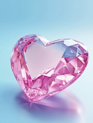 Fototapeta premium pink heart shape crystal valentines day symbol isolated on background