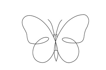 Continuous one-line drawing of beautiful butterflies for the company logo identity with outline vector illustration.