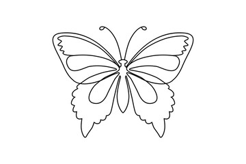Continuous one-line drawing of beautiful butterflies for the company logo identity with outline vector illustration.