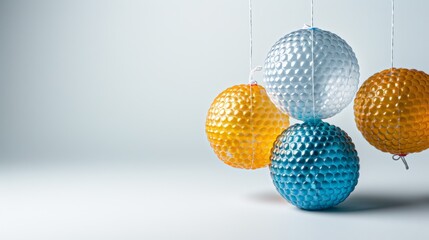 Bubble Wrap Appreciation Day.Cluster of colorful balloons, including unique transparent bubble-like balloons, in an industrial or event space setting.