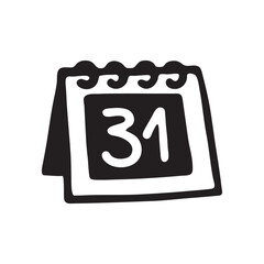 Doodle calendar schedule icon hand drawn with black line in freehand style. Vector illustration isolated on white background