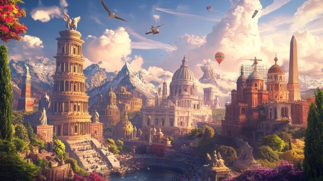 Travel the world monument concept 