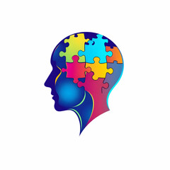 3d illustration of A silhouette of a person with a puzzle in the head symbolizing thinking, ideas, and intelligence