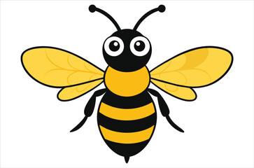 Bee Vector Art illustration. Bee Silhouette. Colorful bee icon. Black and white Bees. Cartoon bee icon set. flying on a dotted route isolated on the white
