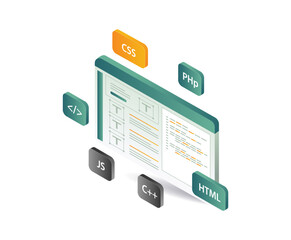 Obraz premium Application developer with programming language