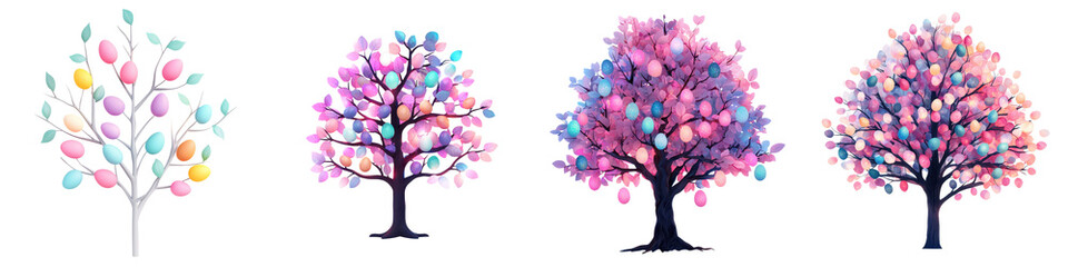 Fototapeta premium Vibrant Blooming Trees with Colorful Floral Branches in Spring Nature