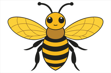 Bee Vector Art illustration. Bee Silhouette. Colorful bee icon. Black and white Bees. Cartoon bee icon set. flying on a dotted route isolated on the white
