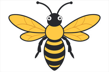 Bee Vector Art illustration. Bee Silhouette. Colorful bee icon. Black and white Bees. Cartoon bee icon set. flying on a dotted route isolated on the white