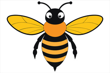Bee Vector Art illustration. Bee Silhouette. Colorful bee icon. Black and white Bees. Cartoon bee icon set. flying on a dotted route isolated on the white