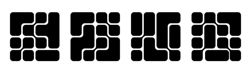 background with black liquid connected circle dots.metaballs pattern on white. abstract geometric shapes collection Point movement flat icon	