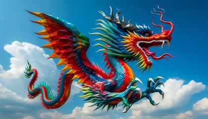 Majestic Flight: The Vibrant Dragon in the Sky
