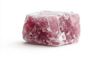 Elegant Turkish Delight in Side View, Soft Lighting and Minimalist Composition on White Background.