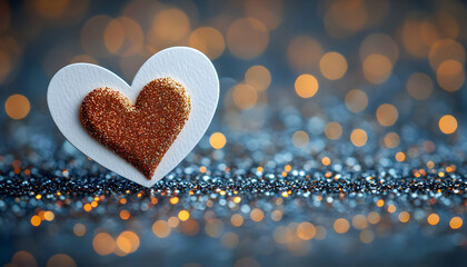 Fototapeta premium Glittery heart bokeh background Valentine's