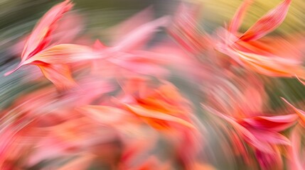 Fototapeta premium Abstract swirling motion of coral-pink petals.