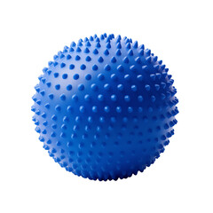 A blue spiky massage ball with numerous round, protruding spikes, perfect for hand and finger therapy, isolated on a white background.