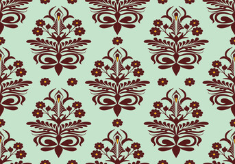 seamless damask floral  pattern design for fabric ceramic tile wallpaper background wrapping art print textile scrapbook paper ornament