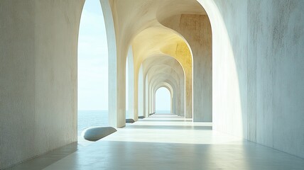 Fototapeta premium Coastal archway, sunlight, ocean view, serenity