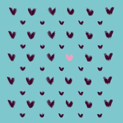 Pattern 4096x4096 with hand-drawn hearts 