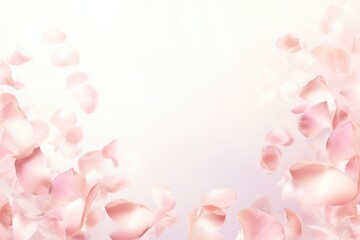 Delicate pastel pink rose petals scattered falling across a white background backgrounds flower plant.