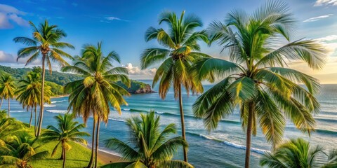 Palm trees sway gently in the ocean breeze, scenic views