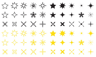 sparkle star icon set. simple starburst symbol. stars, bursts, twinkling stars, simple black style symbol signs for apps and websites. Twinkling icon symbol. vector illustration.