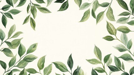 Botanical Illustration of Matcha Leaves in a Clean Design