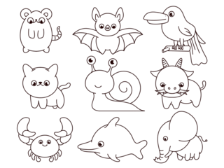 coloring pictures collection of cute animals. coloring pages for children that you can print on standard paper