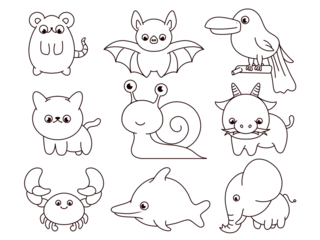 coloring pictures collection of cute animals. coloring pages for children that you can print on standard paper