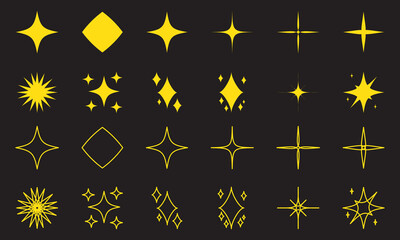 Sparkle Icons set. Twinkle stars collection. Shine star icons. Effect shine, glitter, twinkling and clean. Star sparkle icon. Vector illustration.