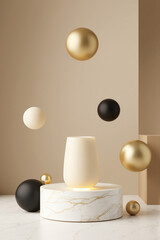 Matte Gold and Marble Luxurious Product Display: Elegant and Sophisticated Artistic Background
