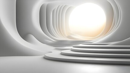 Fototapeta premium Futuristic white corridor with glowing light creating a sci-fi ambiance