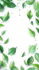 Fototapeta premium Fresh Green Matcha Leaves Vibrant Illustration on White Background