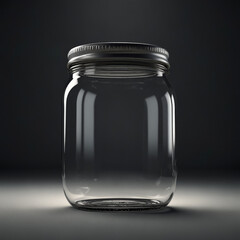 empty glass jar on black background