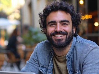 Fototapeta premium Bearded Man Smiling at Camera