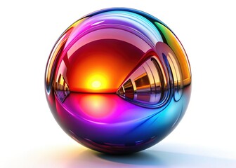 Surreal 3D Chrome Sphere Abstract Metal Art - Bright, Sharp, Colorful