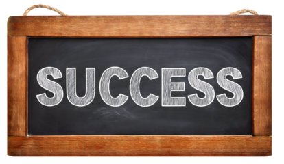 Success: A Powerful Motivational Concept on a Blackboard transparent background