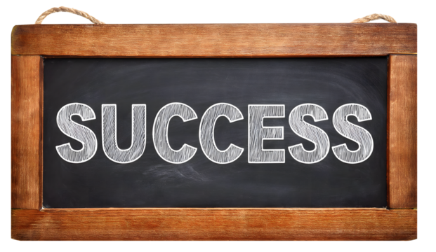 Success: A Powerful Motivational Concept on a Blackboard transparent background