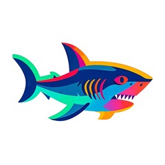 Obraz premium Colorful Modern Style Shark Illustration