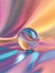 Vibrant Blurred Glass Ball Against Colorful Backdrop