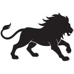 Fototapeta premium Lion running silhouette black and white design animal ar 